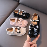 2022 spring autumn baby and toddler girls princess leather shoes pearl bow patent leather children flats 22 31kids single shoes