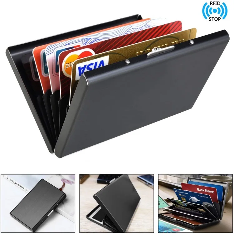 

1pc Card Holder Men RFID Blocking Aluminum Metal Slim Wallet Money Bag Anti-scan Credit Card Holder Thin Case Small Male Purses
