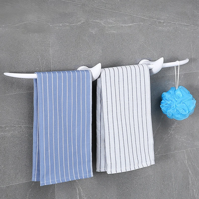 

Free Punching Horn Towel Rail Rack Towel Holder Bathroom Towels Rack Hanger Wall Hanging Towel Bar Storage Shelf New Style