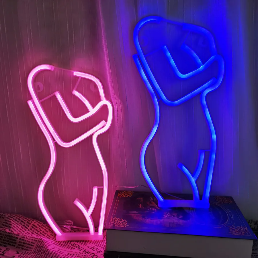 Sexy Naked Girl Led Neon Sign Light Female Model Acrylic Atmosphere Lamp Wall Art Pub Hotel Cocktail Recreational Decoration