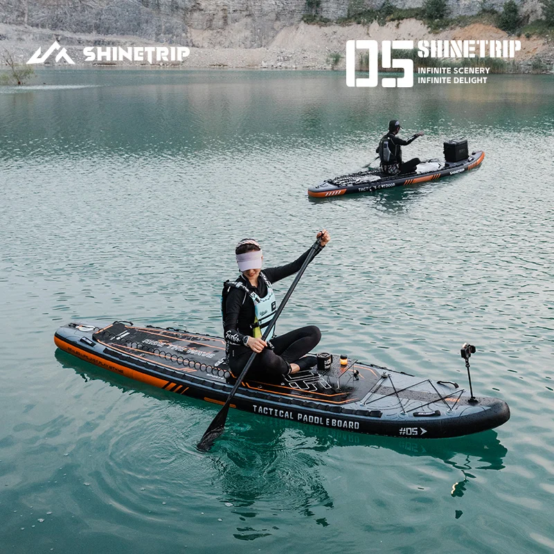 Фото Тактическая надувная SUP-доска ShineTrip: ультралегкая портативная доска для серфинга, сверхширокая, нескользящая, для водных видов спорта №1