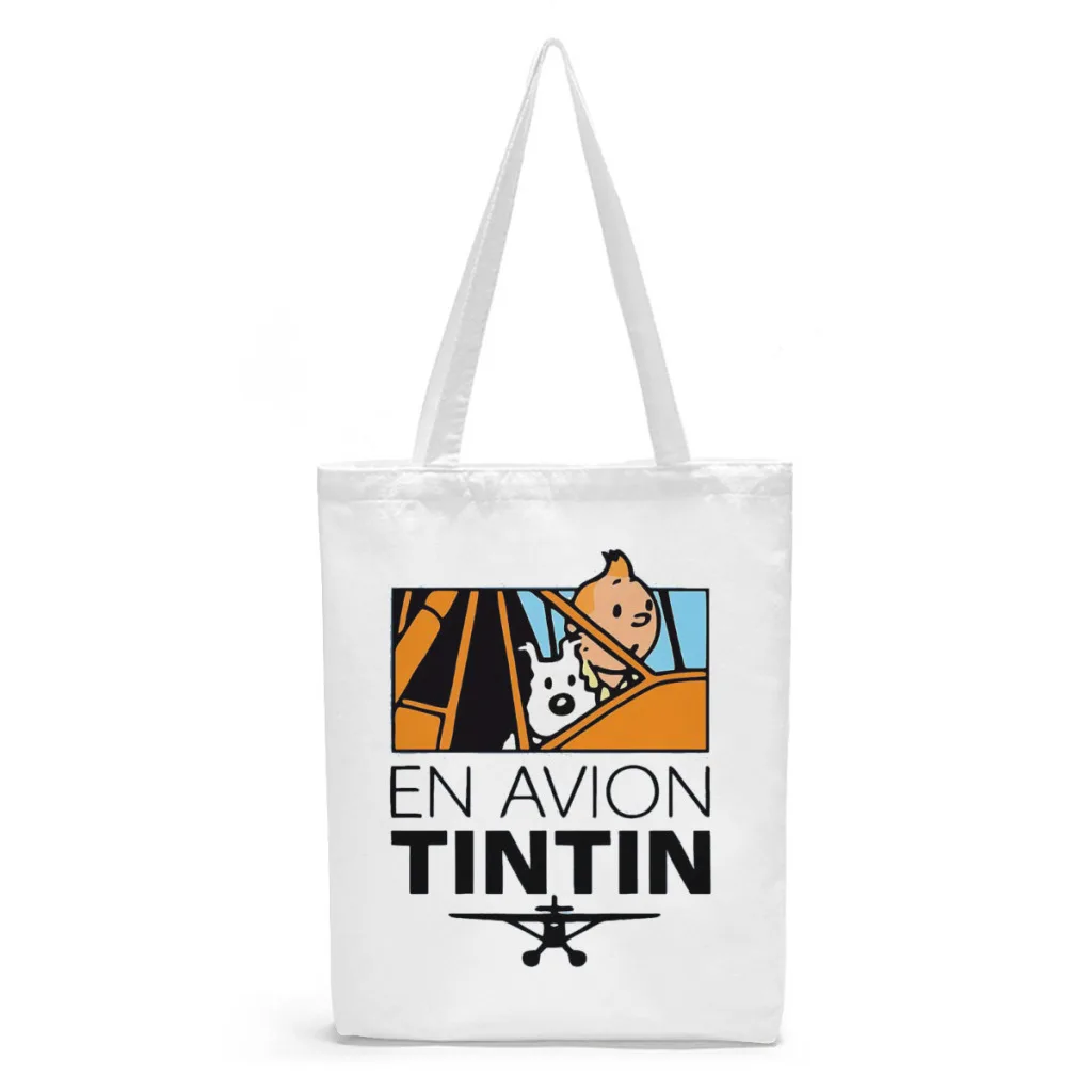 

Milou Canvas Shopper Handbag The Adventures of Tintin Anime Shoulder Bags Teens Storage Pocket Capacity Pouch Tote Bag