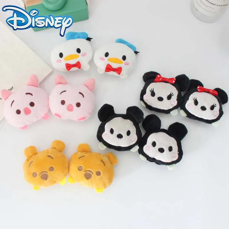 

Disney Mickey Minnie Donald Duck Winnie Piglet Plush Brooch Hair Ring Cartoon Kawaii Soft Stuffed Hair Accessories Girl Gifts