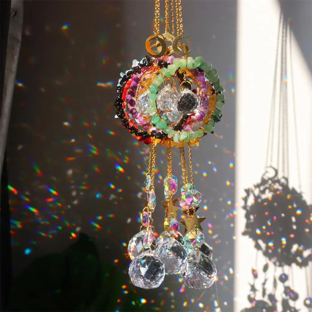 

Sun Catcher with Chain Shiny Faux Crystal Chandelier Hanging Ornament Prism Crystal Windchime Home Decor