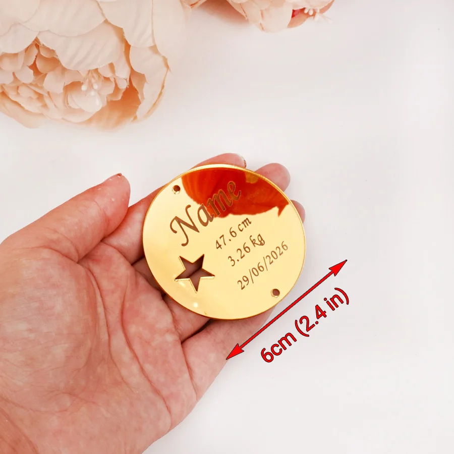 5 шт. персонализированное имя и дата со звездой акриловое зеркало круглый круг