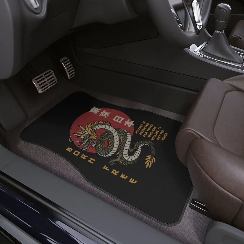 

Japanese dragon car floor mat, cute car accessories for teens, chinese dragon, born free, victory, japanese kanji, japanese writ