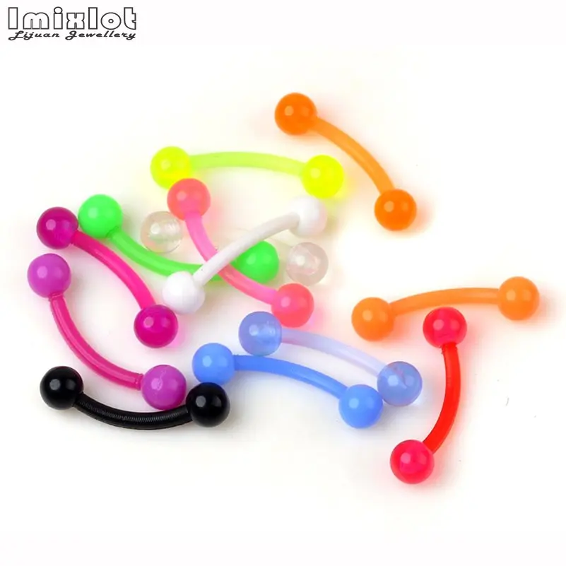 10 шт. гибкая штанга для пирсинга многоцветное кольцо языка/жима/бров/носа модное