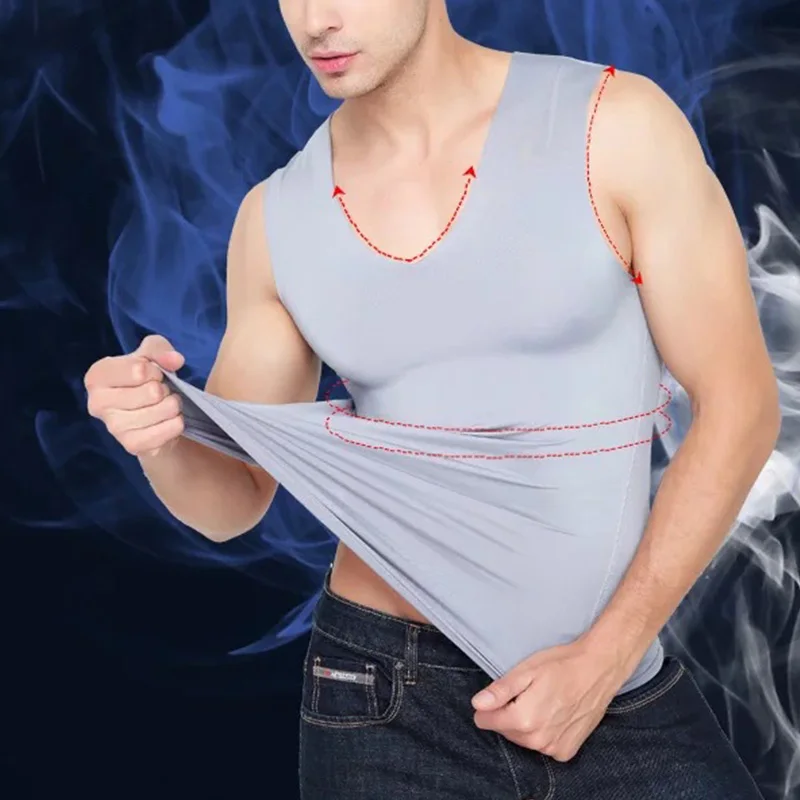 

Men Ice Silk Seamless Vest Summer Cool Self-cultivation Tight-fitting Youth Sports Hurdles Sleeveless Underwear Bottoming Shirt