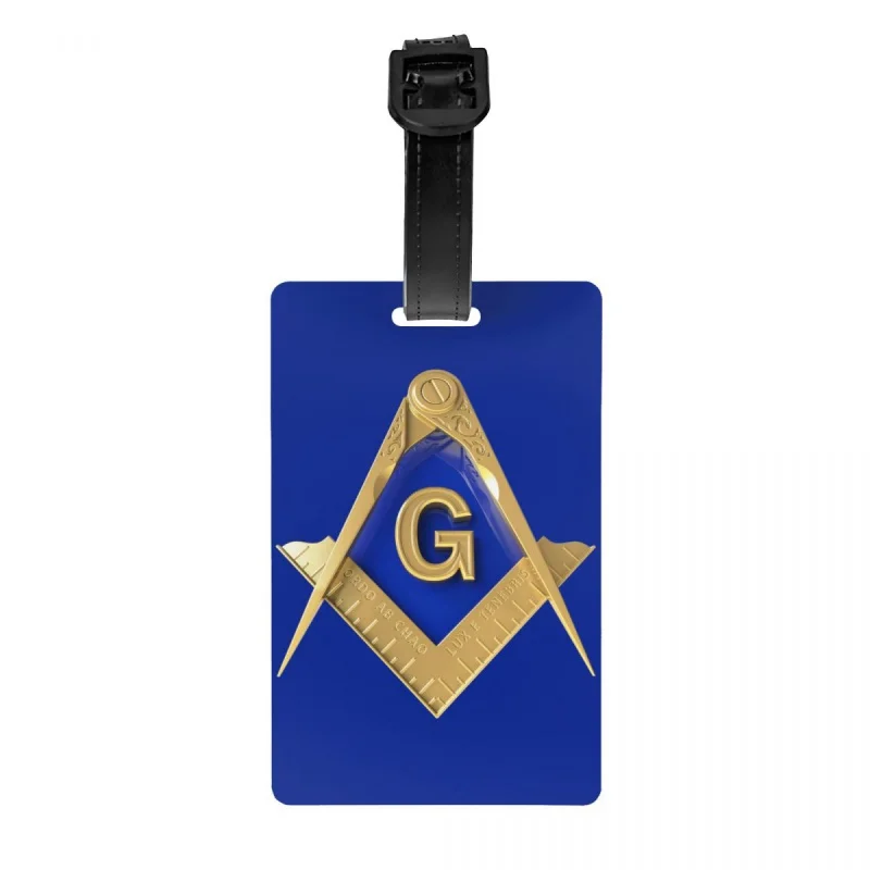 

Золотистый квадратный компас, масонский масон, бирка для багажа с именной карточкой, масонская Обложка для личной безопасности, идентификационная этикетка для дорожного чемодана