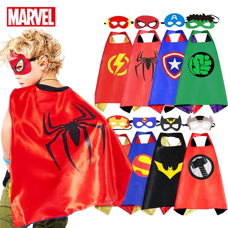 Marvel Spiderman Iron Man Black Pather Superhero Capes con maschera per Haloween Cosplay Costume mantello bambini regali di compleanno