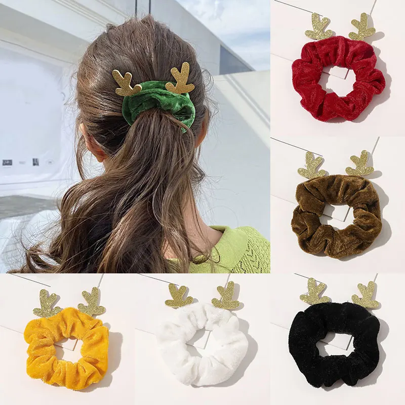 

Christmas Flannel Hair Bands Lovely Elk Elastic Hair Ropes Tie Autumn Hair Scrunchie Girl Xmas Hair Accessories Holiday Headwear