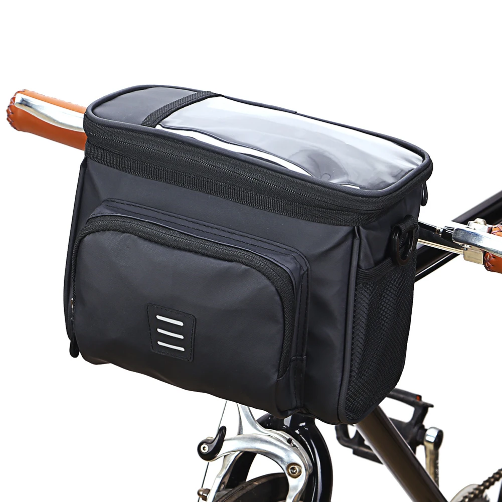 

Bicycle Handlebar Insulated Front Bag Cycling Touchscreen Phone Holder Basket Portable Waterproof Cycling Elements