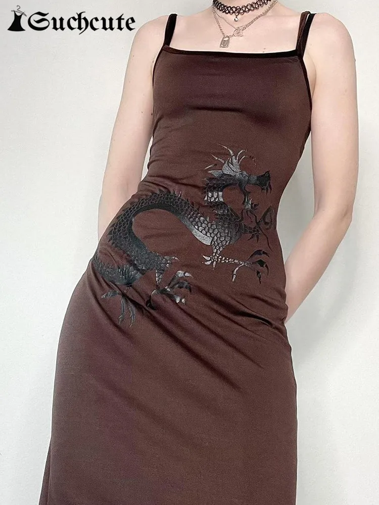 

Платье-макси с принтом дракона в стиле ретро