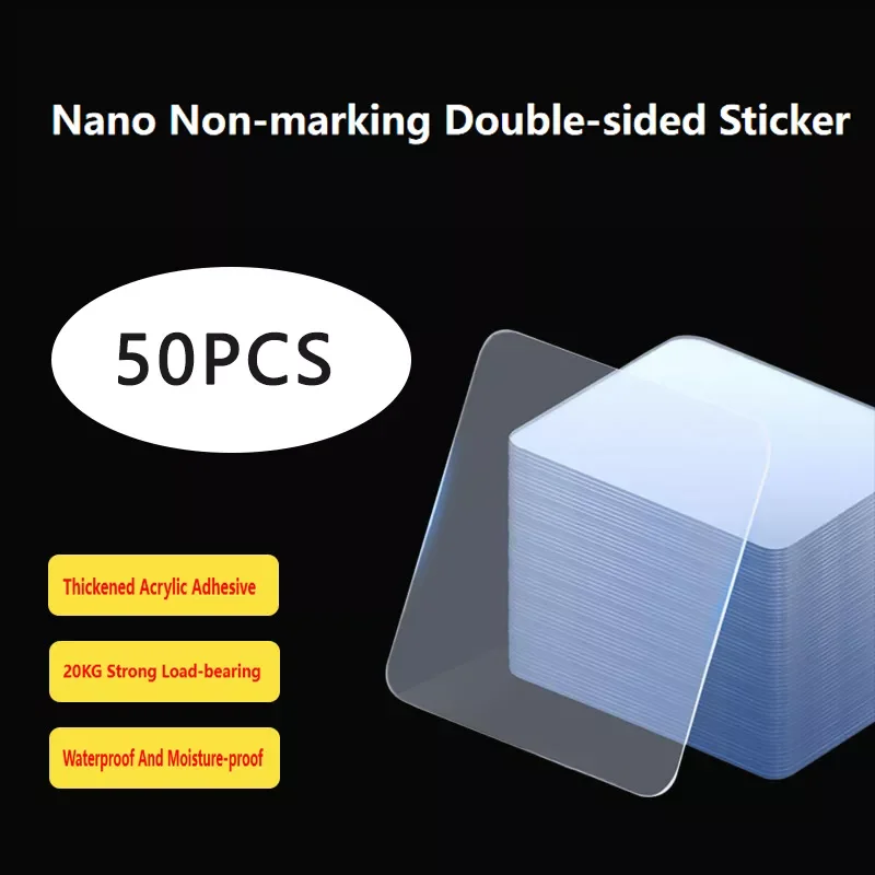 

10/20/50Pcs Double-sided Adhesive Tape Nano Acrylic Magic Tape Super Sticky Non-marking sticker Reusable Waterproof Socket Fixe