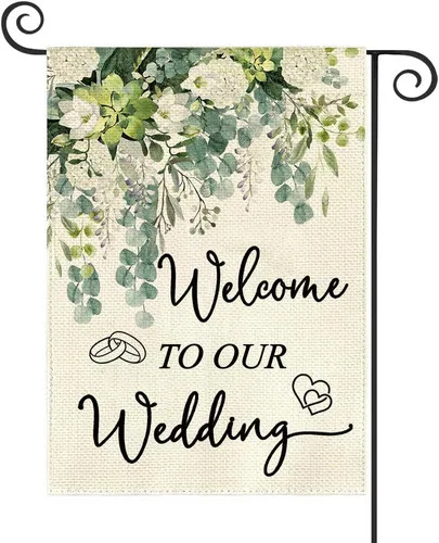 Флаг для сада &quotДобро пожаловать на нашу свадьбу&quot Floral Wedding Garden Flag |