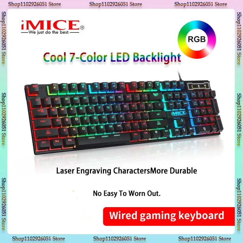 

Gaming keyboard Gamer keyboard with backlight USB RGB 104 Rubber keycaps Wired Ergonomic Russian keyboard For PC laptop