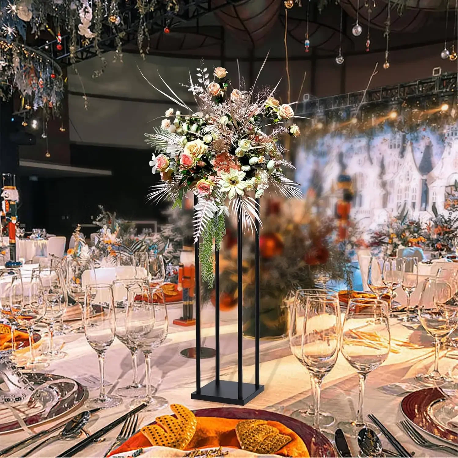 10 шт. матовая черная свадебная подставка для цветов металлическая ваза колонна