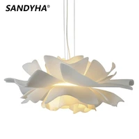 sandyha minimalist designer creative pendant lights acrylic white flower shaped hanging lamp living dinning bedroom chandeliers