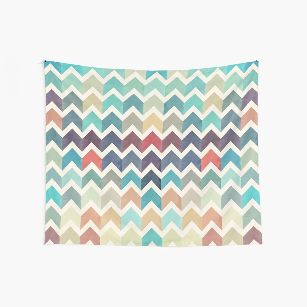

Watercolor Chevron Pattern Wall Coverings Hangings Decoration Vintage Country Party Dorm Room Essentials Tapestries