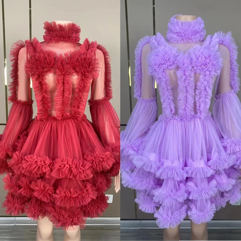 Сетчатое Пышное Платье 3 colros сексуальный танцевальный костюм Gogo женское