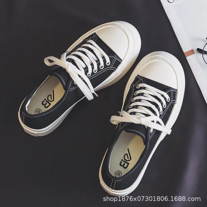 Ins Canvas Shoes Women's Korean Version Ulzzang Tide Harajuku Style Big Head Shoes 2022 Spring Casual Small White Shoes Board