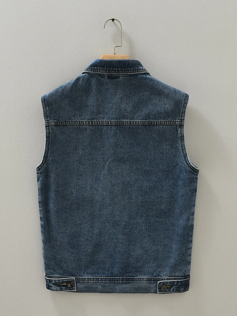 Жилет джинсовый в японском стиле модный однотонный жилет из денима без рукавов с