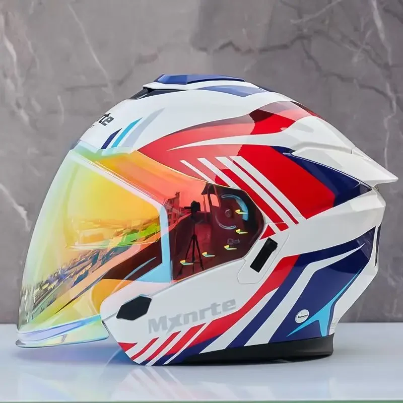 Мотоциклетный шлем Mxnrte с двойными линзами милый открытым лицом мультяшный для