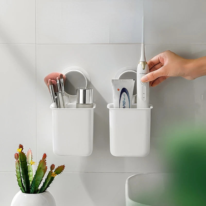 

Bathroom Toothbrush Toothpaste Storage Rack Punch Free Drain Basket Wall Mounted Toilet Toiletries Tube Shelf Organizer Helper