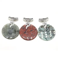 natural stone pendants round shape polished crystal agate stone charms for jewelry making necklace bracelet diy gift
