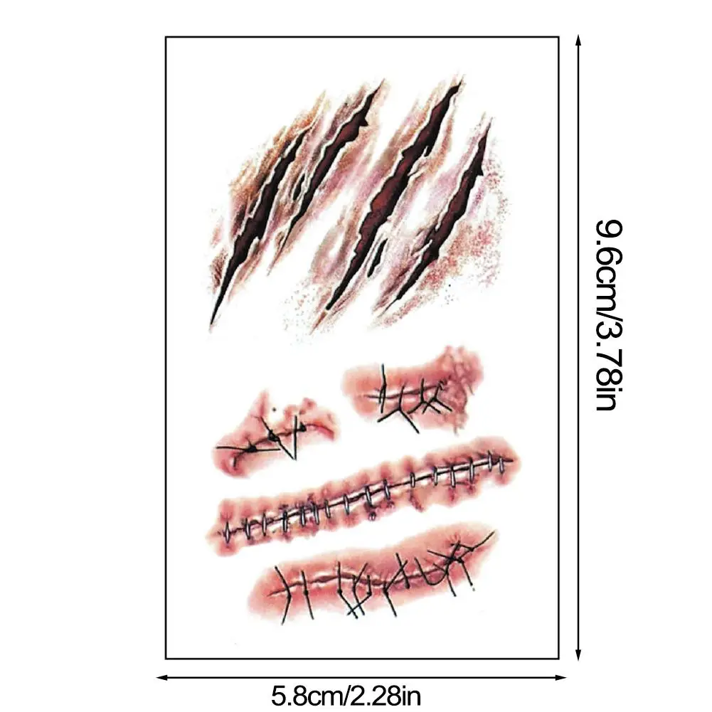 Тату-наклейка на Хэллоуин с кровавой раной 10 листов