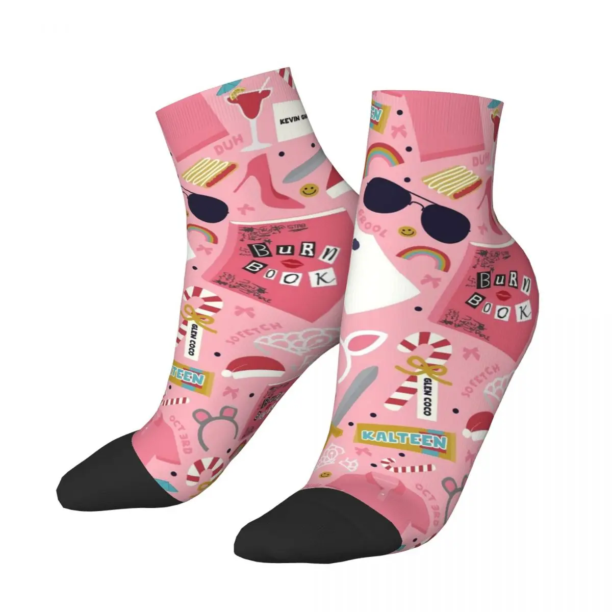 

Забавные розовые баскетбольные короткие носки из полиэстера для мужчин и женщин, поглощающие пот