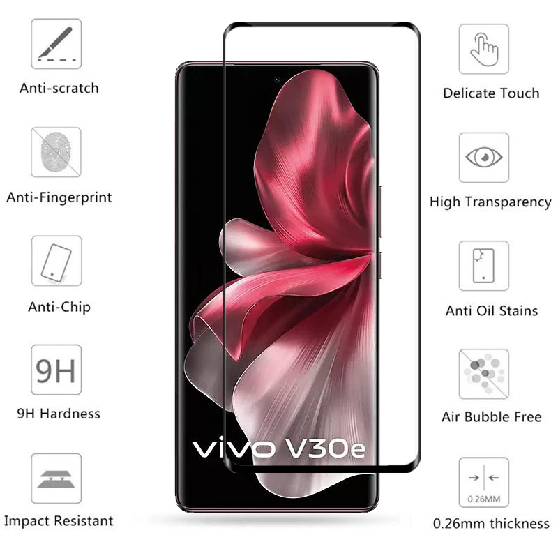 Стекло с полным покрытием для Vivo V30e протектор экрана закаленное стекло защитная