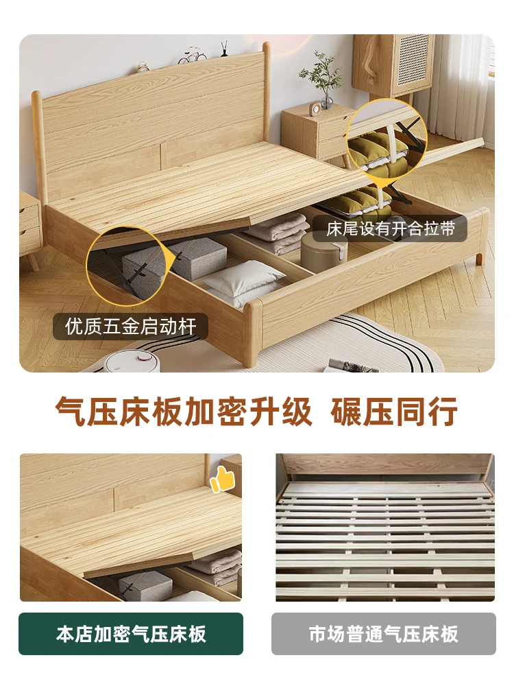 Скандинавская кровать из массива дерева односпальная в минималистическом