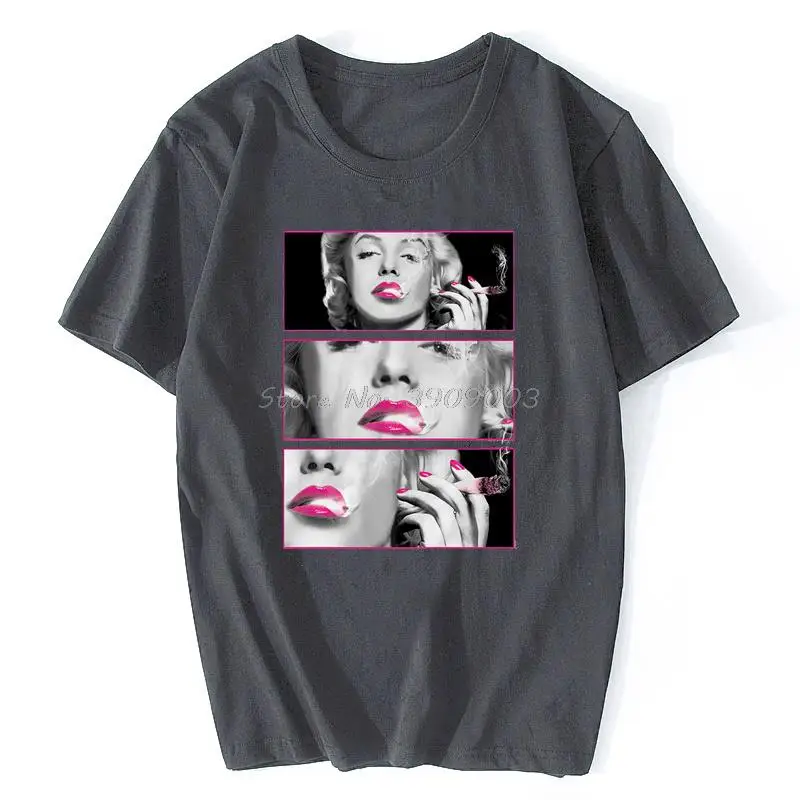 Пикантная популярная мужская футболка Мэрилин Монро с розовыми губами и