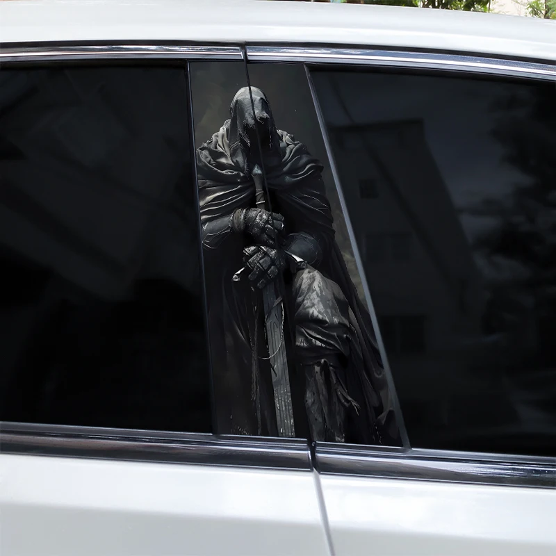 

2 шт., виниловая наклейка «Рыцарь-воин», автомобильная виниловая наклейка на стойку B, водостойкая наклейка для автомобиля, покрытая царапинами, декоративная наклейка «сделай сам», дверной столб автомобиля