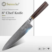sunnecko 8 chef knife damascus japanese vg10 steel blade kitchen knives color wood handle resin single ring sharp meat cutter