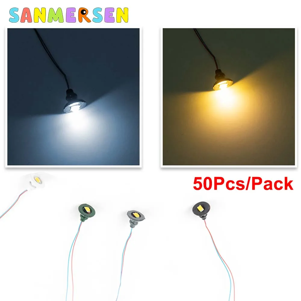 

50pcs/bag 1:87 OO HO Scale Model Ceiling Light Micro Landscape Street Layout Light Model Wall Lamp Posts with Resistors SMD LED