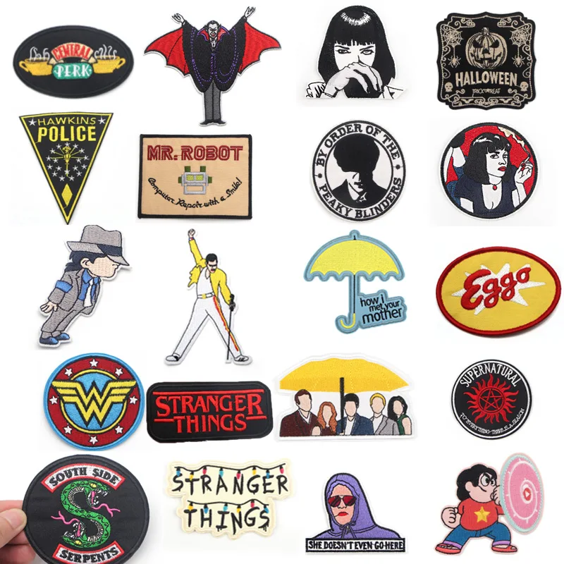 

Stranger Things Embroidery Patches Iron Patches for Clothing DIY Movie Stripe Applique Accessories Wholesale Customization