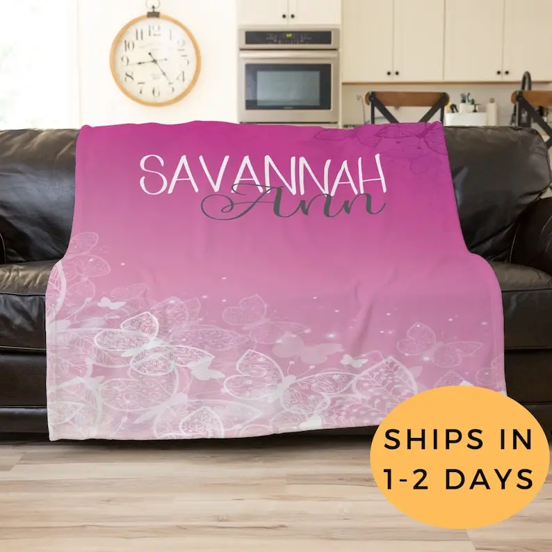 

Butterfly Blanket, Butterfly Gift, Butterfly Room Decor, Custom Throw Blanket For Adult, Personalized Baby Blanket, Kid Gift