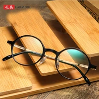 round frame fashion womens with myopia glasses option high density plank material frame titanium frame glasses frame