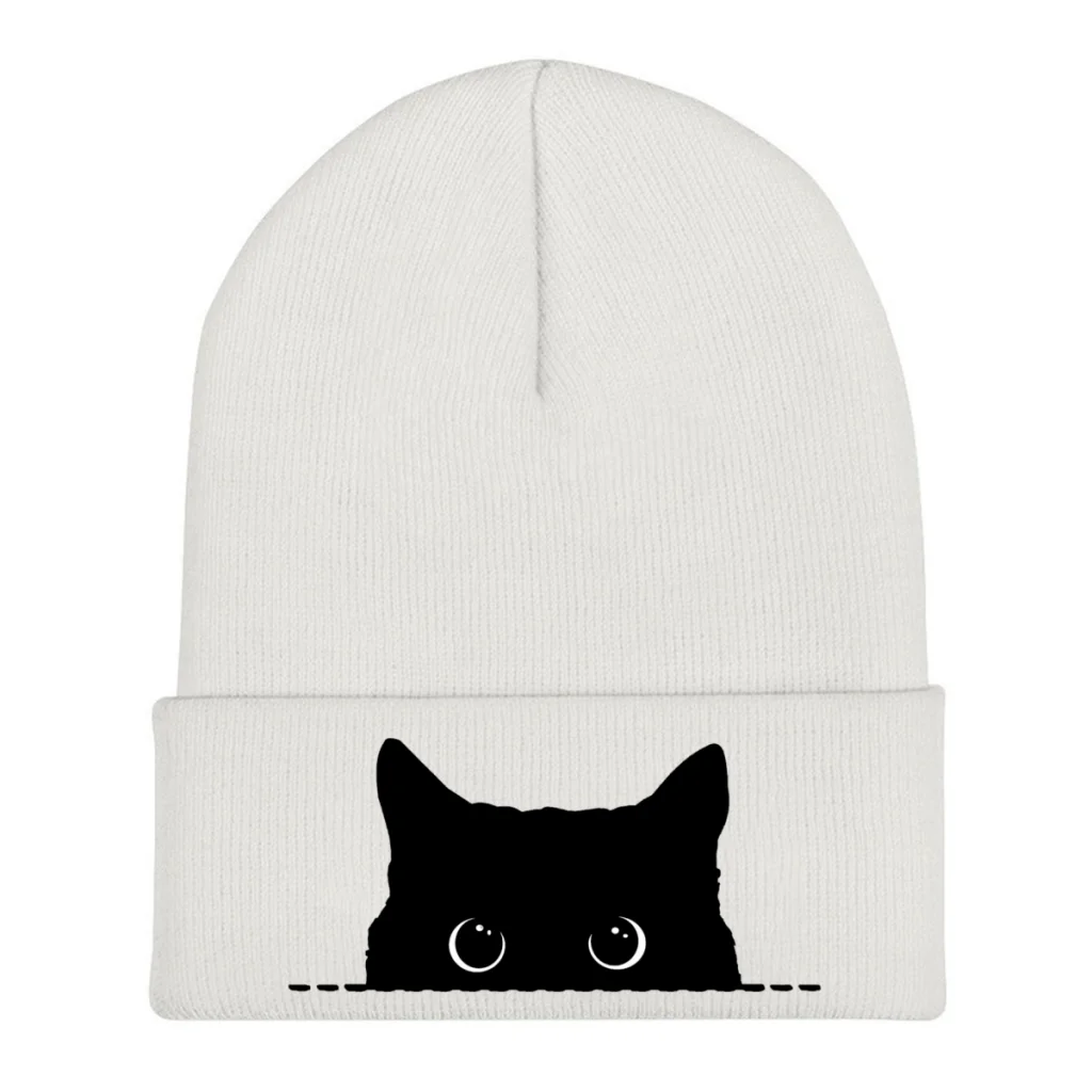 

Black Cat Peeking Animal Cute Kawaii Cartoon Knitting Beanie Caps Skullies Beanies Ski Caps Soft Bonnet Hats Winter Warm