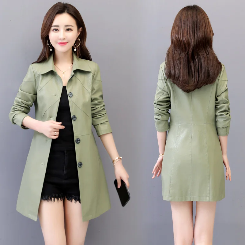 100% genuine real Haining Sheepskin Leather Garment Women's Medium Long Large Slim Versatile Coat Spring Autumn 2023