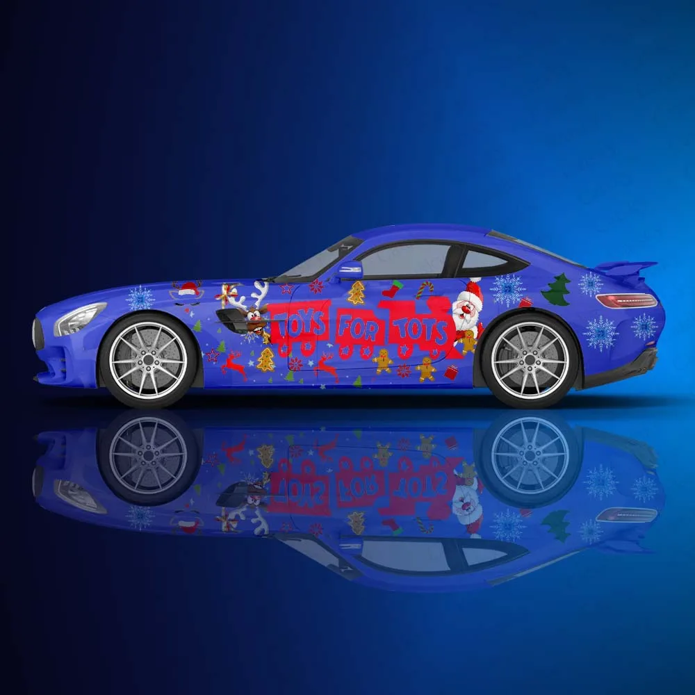 

Merry Christmas Car decals Santa Claus graphic pattern color car decals side decals Elk Snow car decals Toys for Tots Car decals