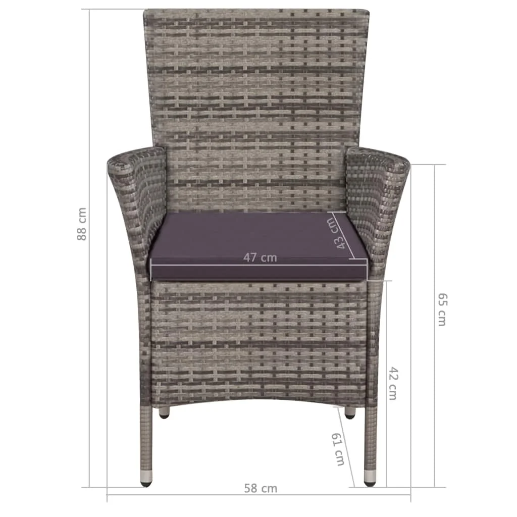 

Patio Outdoor Chairs Deck Outside Furniture Set Lounge Chair Decor 2 pcs with Cushions Poly Rattan Gray