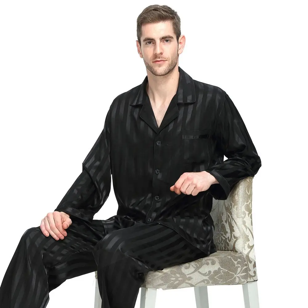 Mens Silk Satin Pajamas Set  Pajama Pyjamas Set  PJS  Sleepwear Set Loungewear .S,M,L,XL,2XL,3XLL,4XL Plus Striped trendyol