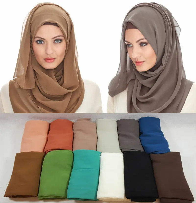 Women's Muslim Islamic Long Hijab Scarf Shawls Head Wrap Chiffon Ladies Scarves