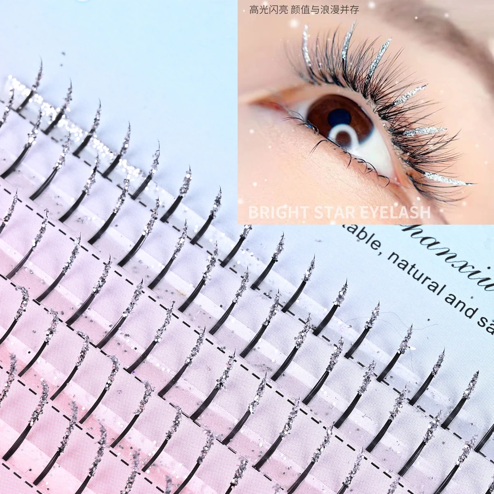 

5 Rows Colors Glitter Eyelash Extensions Shiny Colorful False Lashes Faux Russian Volume Individual Lashes For Makeup Supplies
