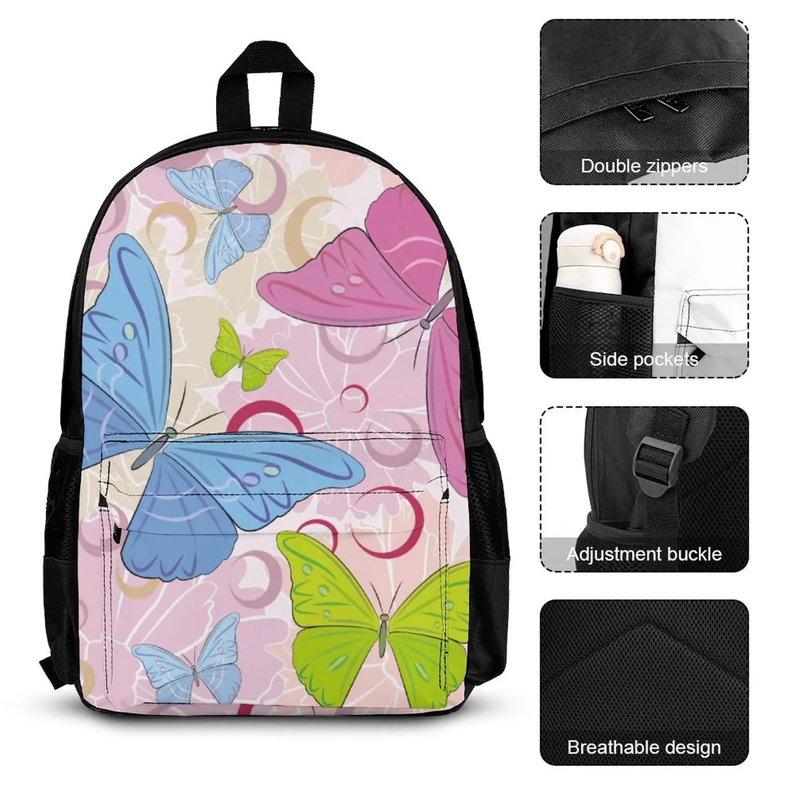 3 Pcs/Set Backpack Set with Lunch Box Pencil Case Fashion Adjustable Strap School Bags for Women Student Teenagers Sets