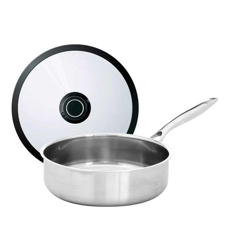 

Deluxe 3 Ply Professional Grade Steel 9.5-Inch Sauté Pan With Lid, Sliver, Dishwasher Safe.