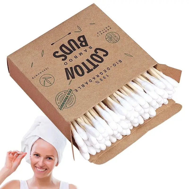 

100 шт., ватные палочки с двойной головкой для женщин